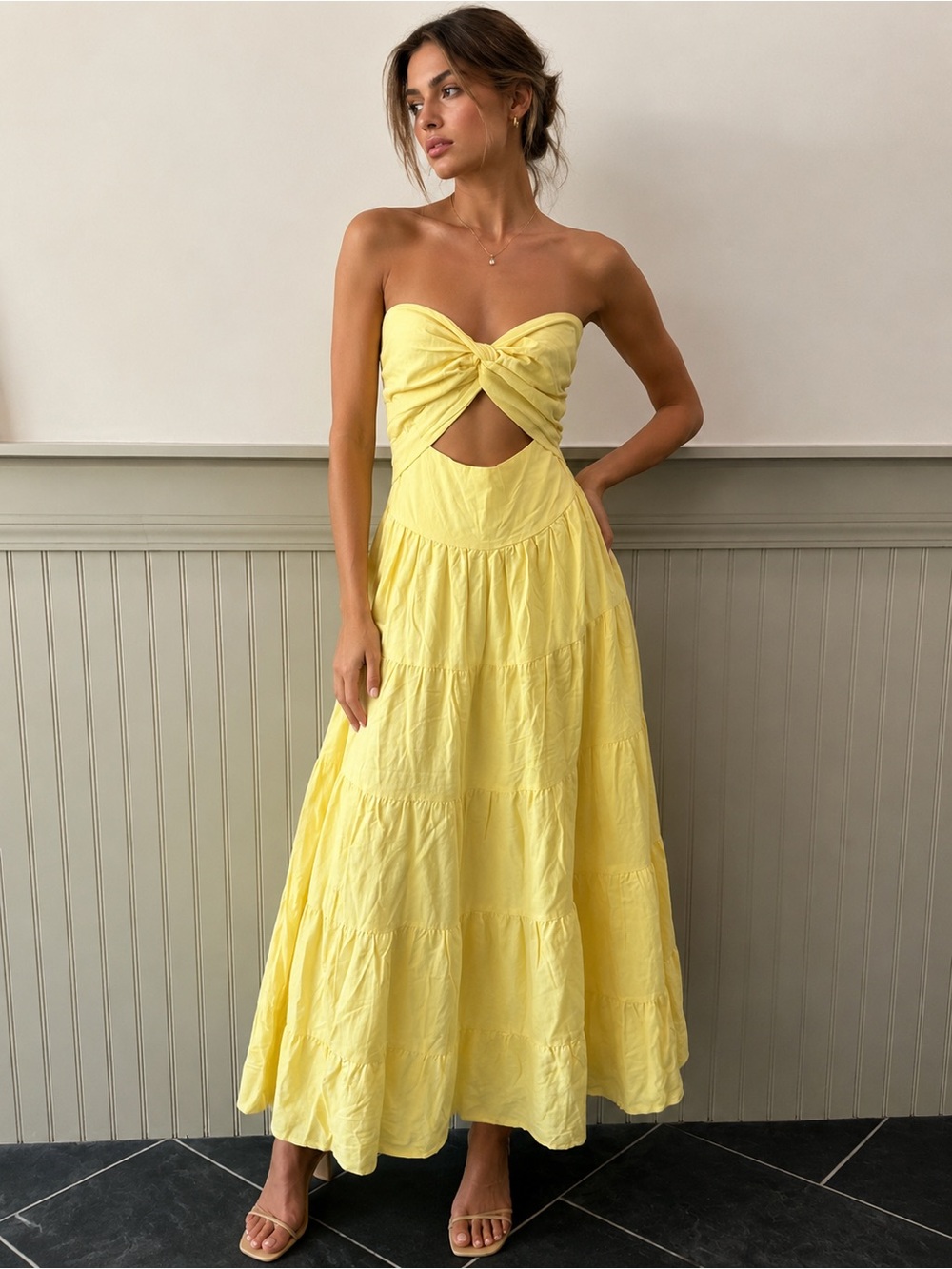 Petal & Pup Yellow Cutout Twist Front Maxi Dress – NWT – Size XL